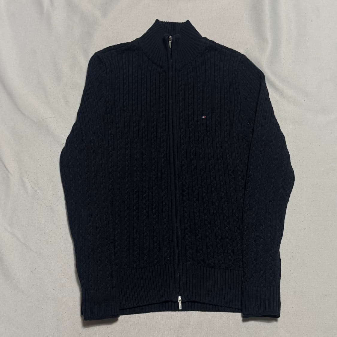 L 타미힐피거 네이비 케이블 니트 집업 가디건 상품이미지2