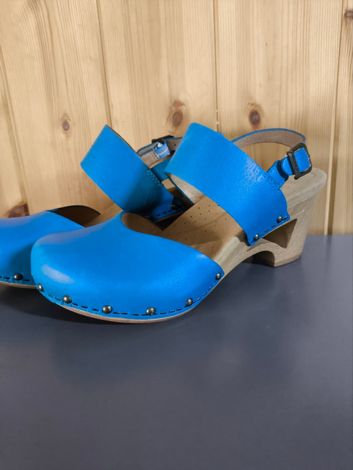 38 240mm 덴스코 우드 가죽 슬링백 힐  상품이미지2