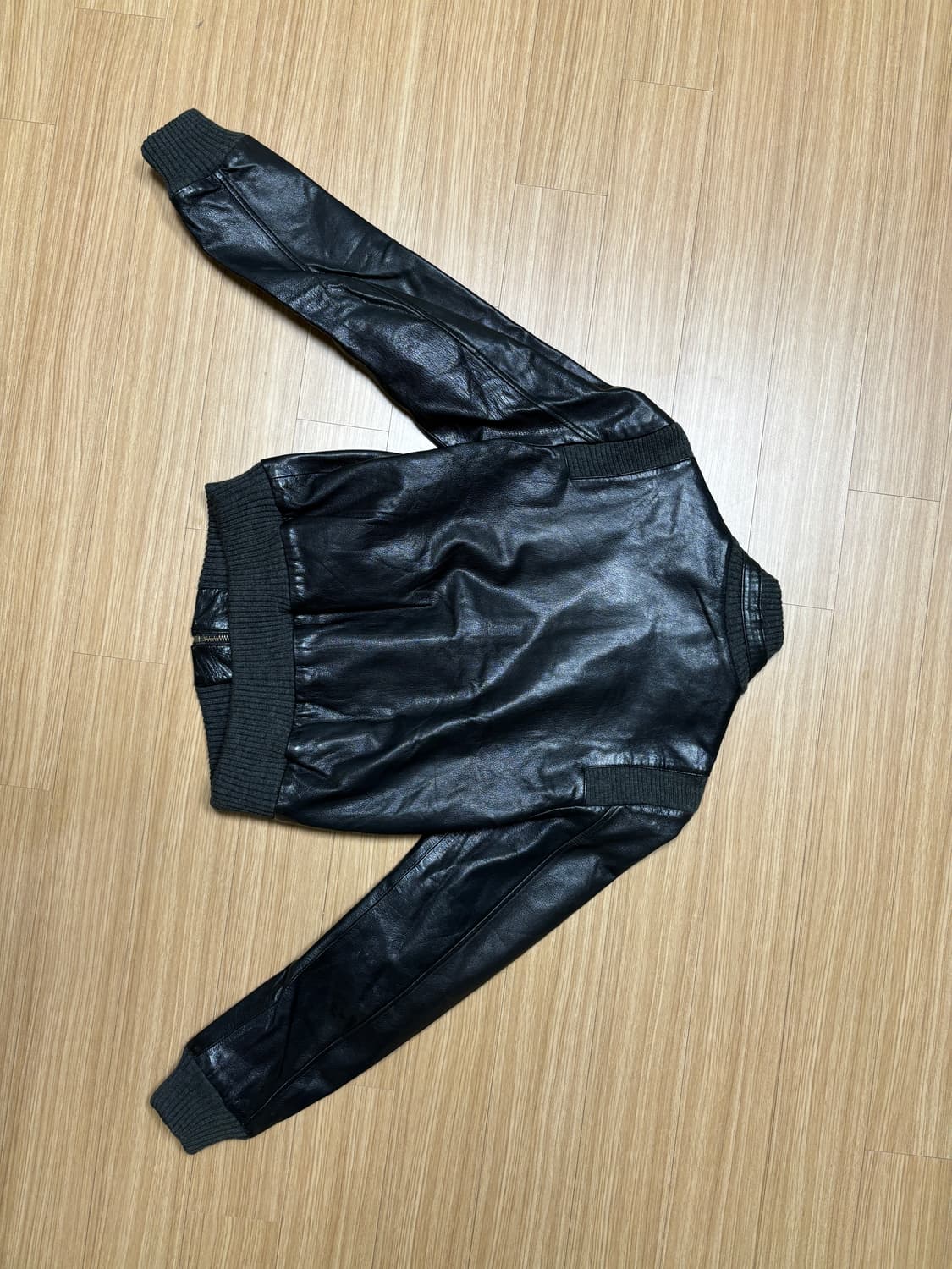 니트 디테일 레더자켓 상품이미지4