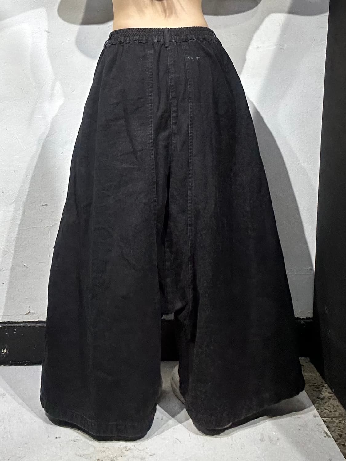 빈티지 흑청 와이드 데님 치마바지 상품이미지3