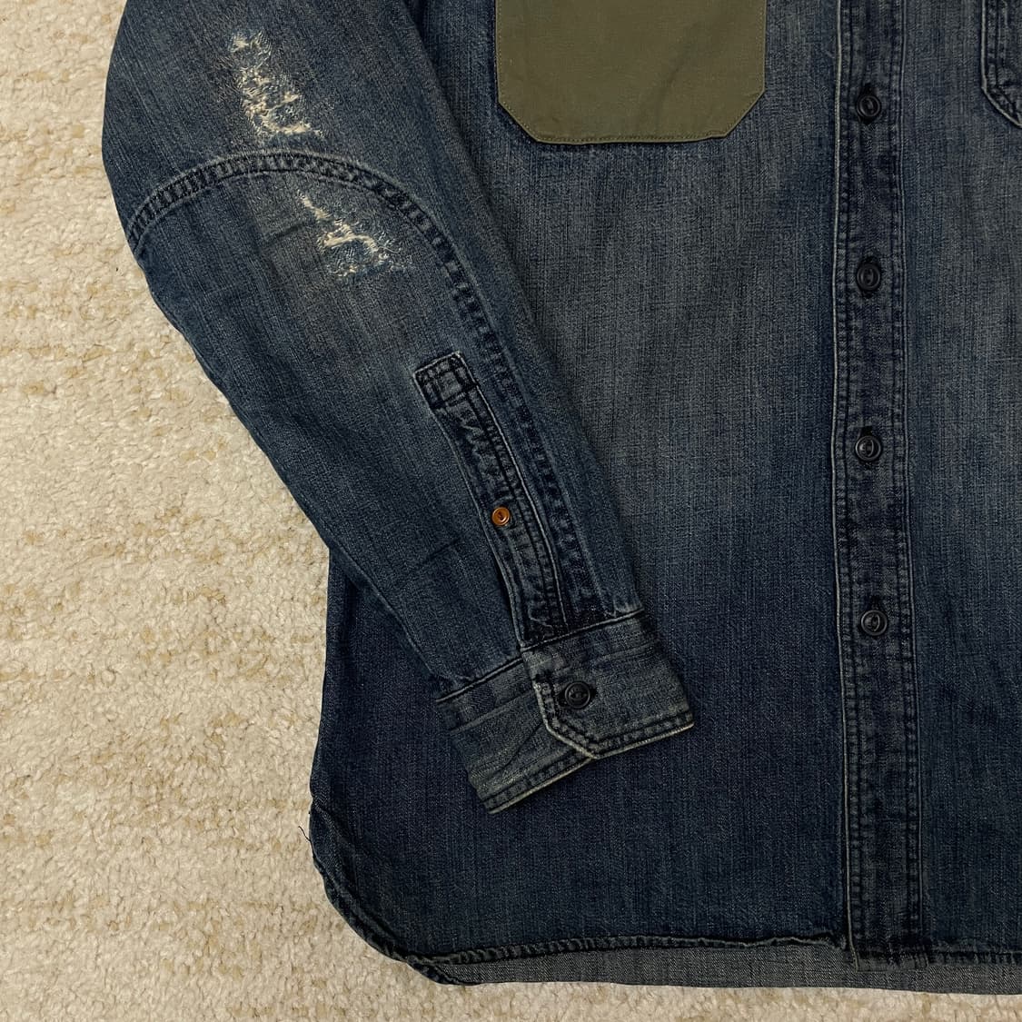 [M] 리바이스 재팬 밀리터리 데님 데미지, 패치 데님 워크 셔츠   상품이미지3