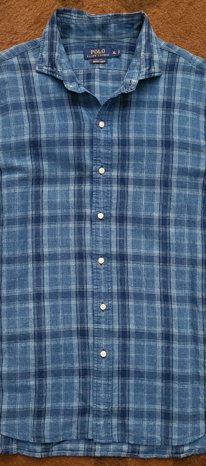 폴로 랄프로렌 남성용 인디고 린넨 체크 남방(XL) 상품이미지6