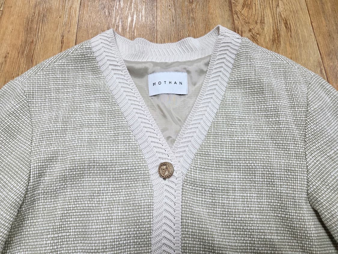 모덴(MOTHAN) V넥 트위드가디건 55-66 상품이미지3