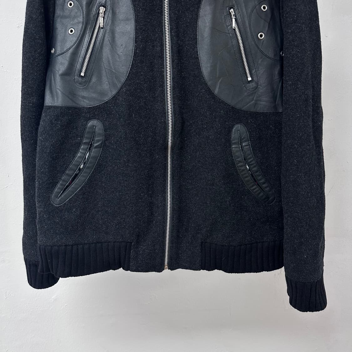 버버리 블랙라벨 울 가죽패치 집업 자켓 L사이즈 J33 상품이미지4