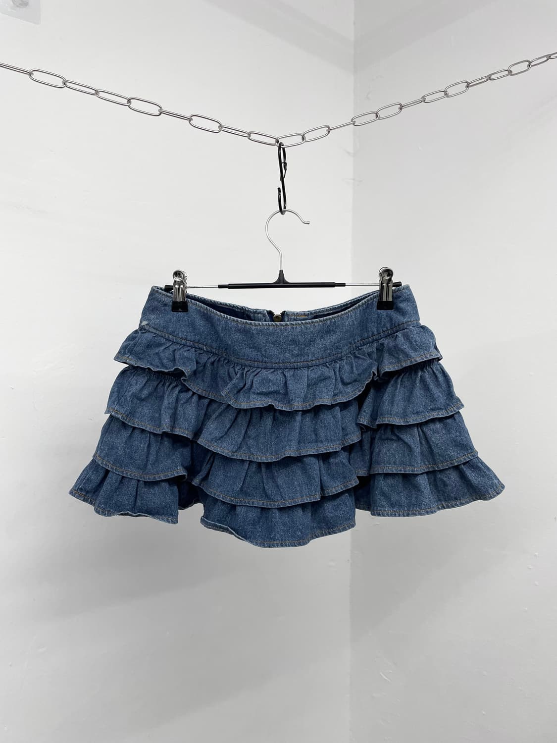 키치 데님 프릴 캉캉 스커트 상품이미지1