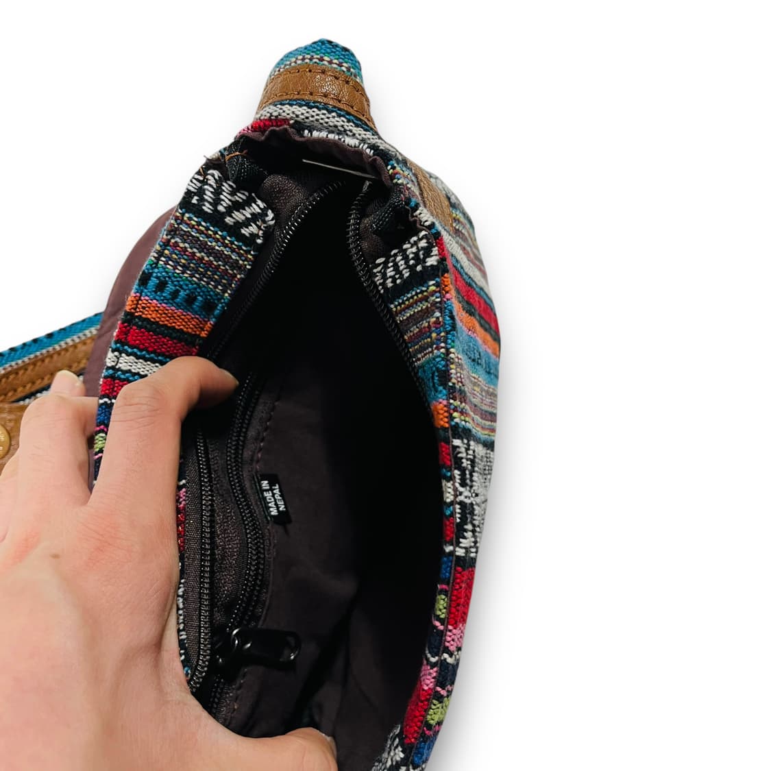 에스닉 자가드 히피 무드 네팔제 빈티지 크로스백 상품이미지5