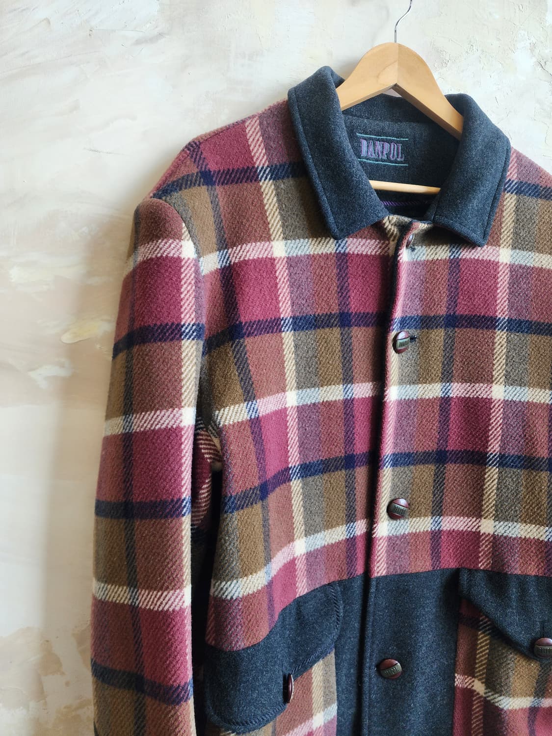 울 체크 도톰 자켓 상품이미지2