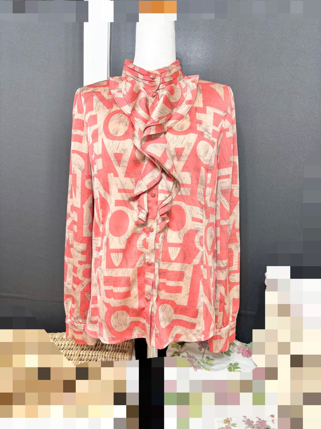 올리비아로렌ㅡ 러플 장식 블라우스 호칭 95/상태최상 상품이미지1