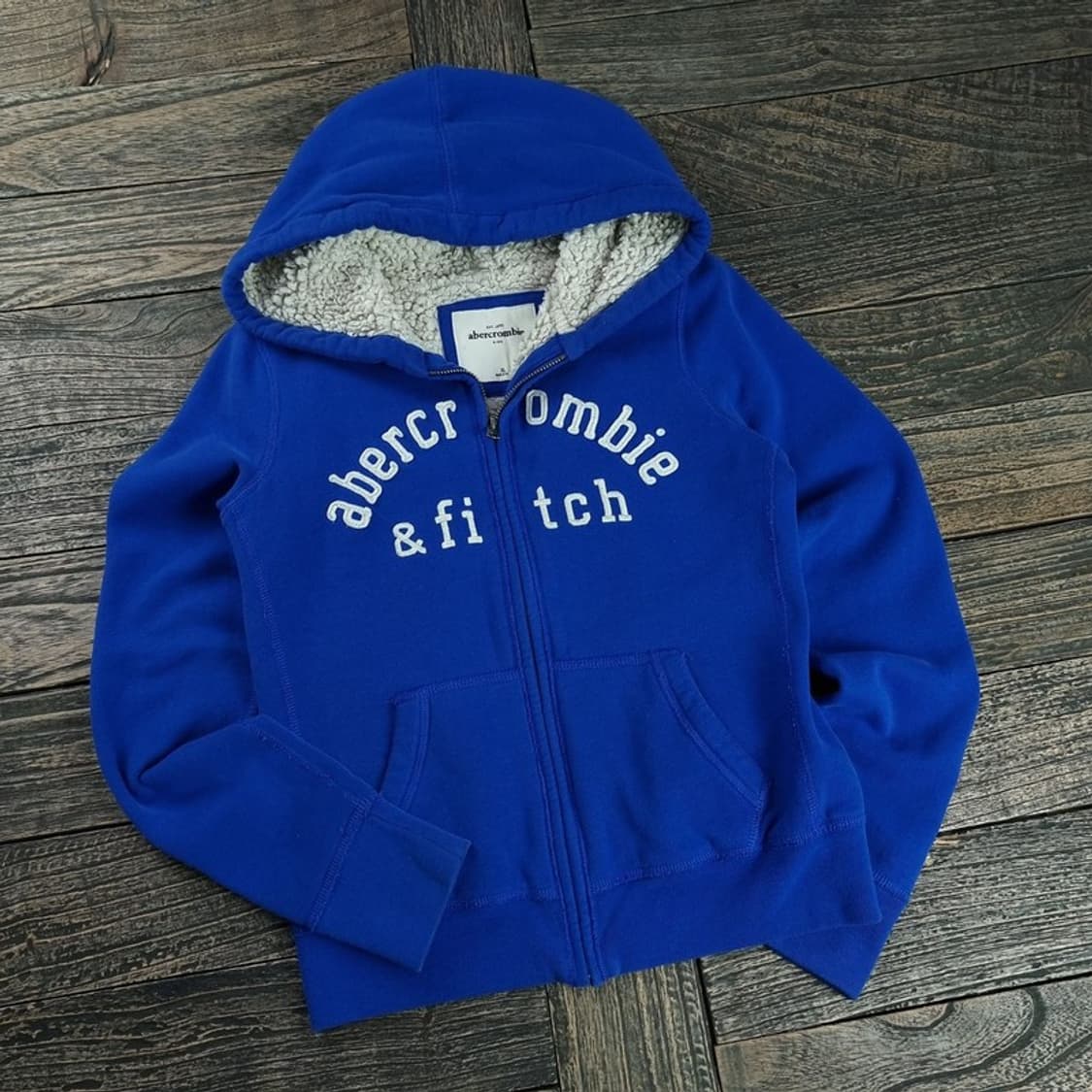 [아베크롬비] Y2K 빅로고 양털 후드 집업 블루 M18531 상품이미지1
