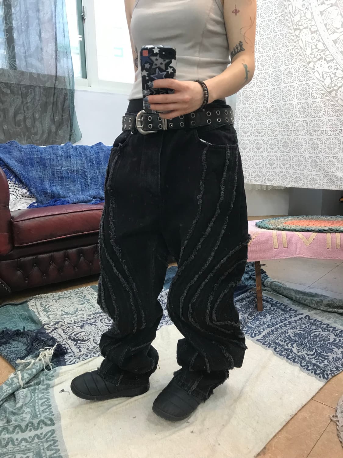 예스아이씨 절개 디테일 흑청 데님팬츠  상품이미지1