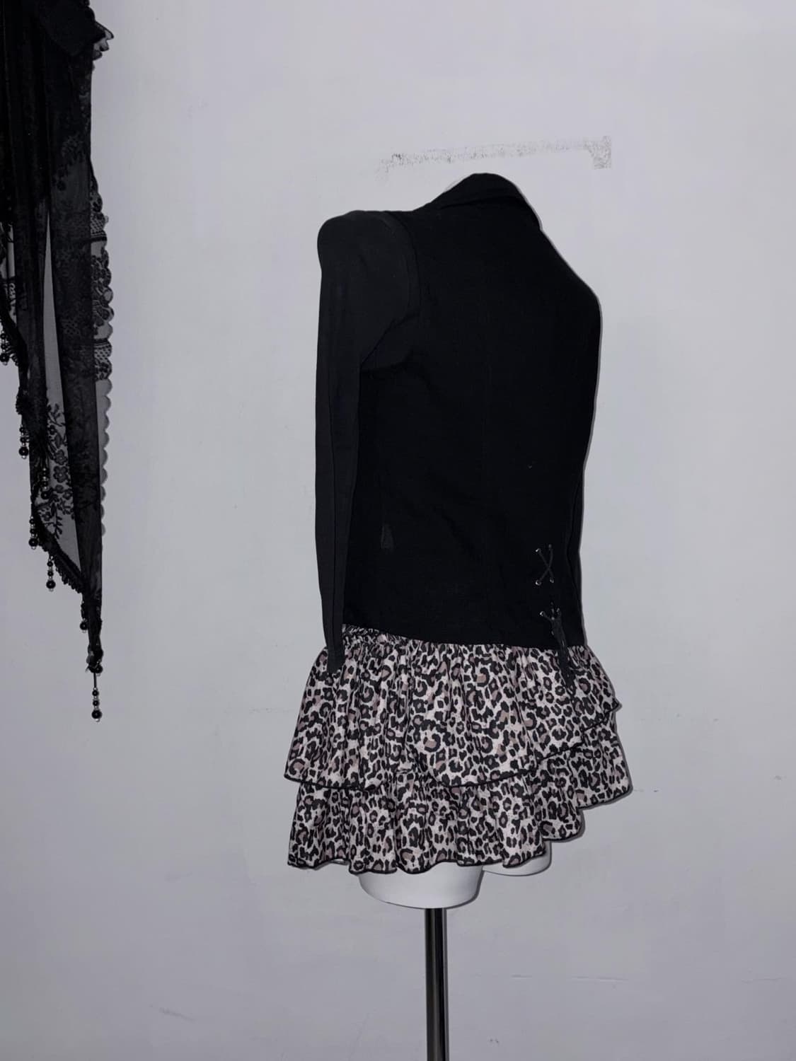 갸루펑크 3피스 저렴코디세트 💀🎀 해골 핫핑크 글리터 00s 걀펑 상품이미지3