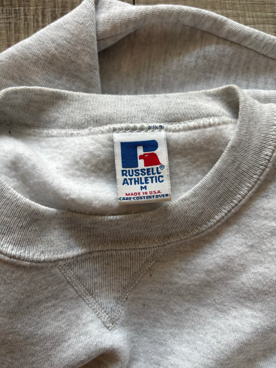 [M] 90s 러셀 맨투맨 스웻셔츠 블랭크 라이트 그레이 빈티지 상품이미지3