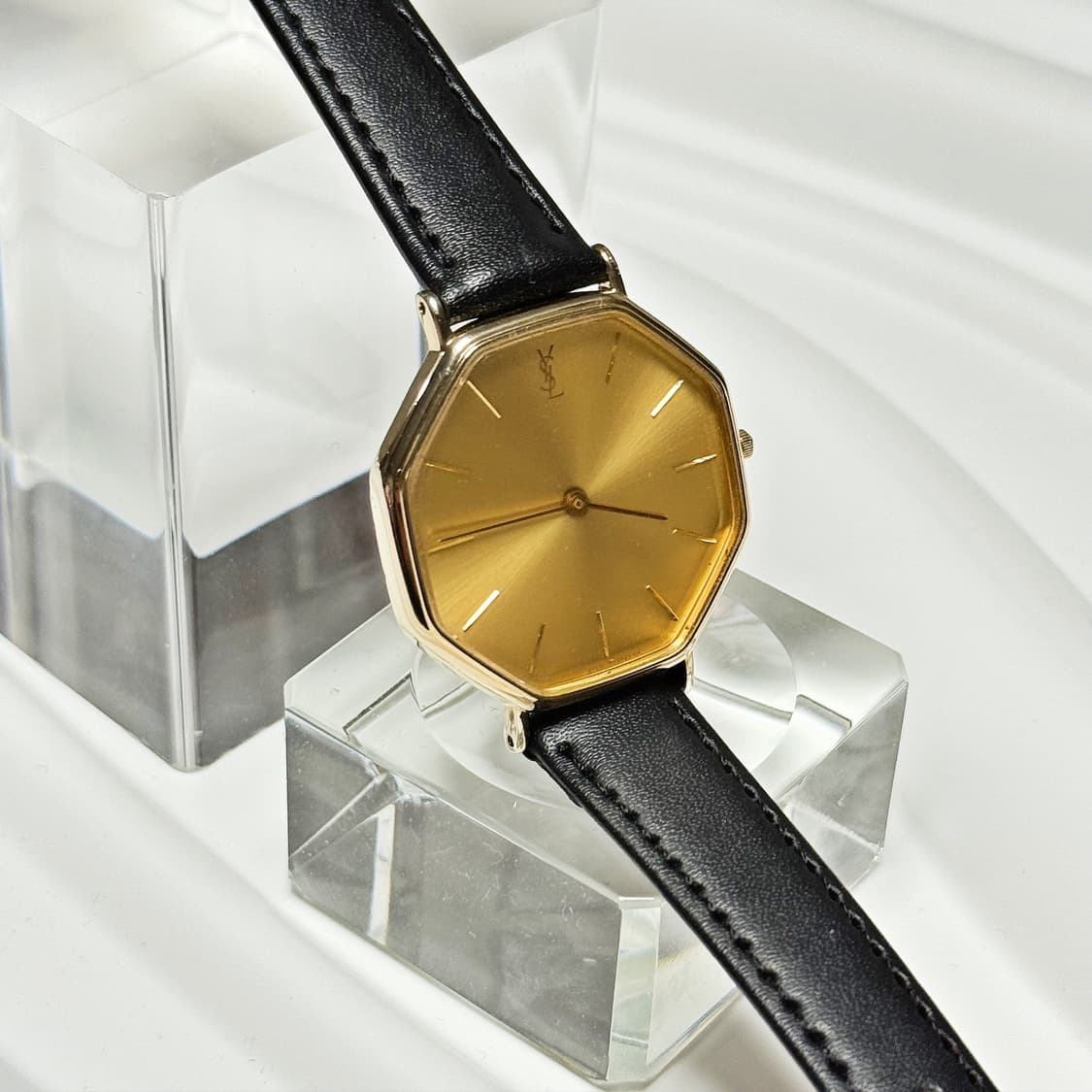 80's90's 빈티지 YSL 이브생로랑 옥타곤 샴페인 골드 워치 상품이미지3