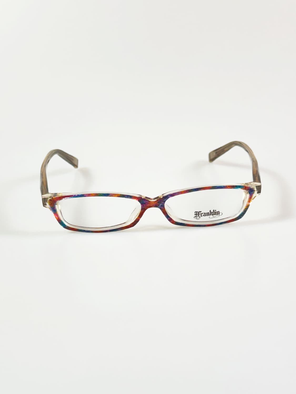 90s FRANKLIN 패턴 뿔테 스퀘어 프레임 빈티지 안경 상품이미지2