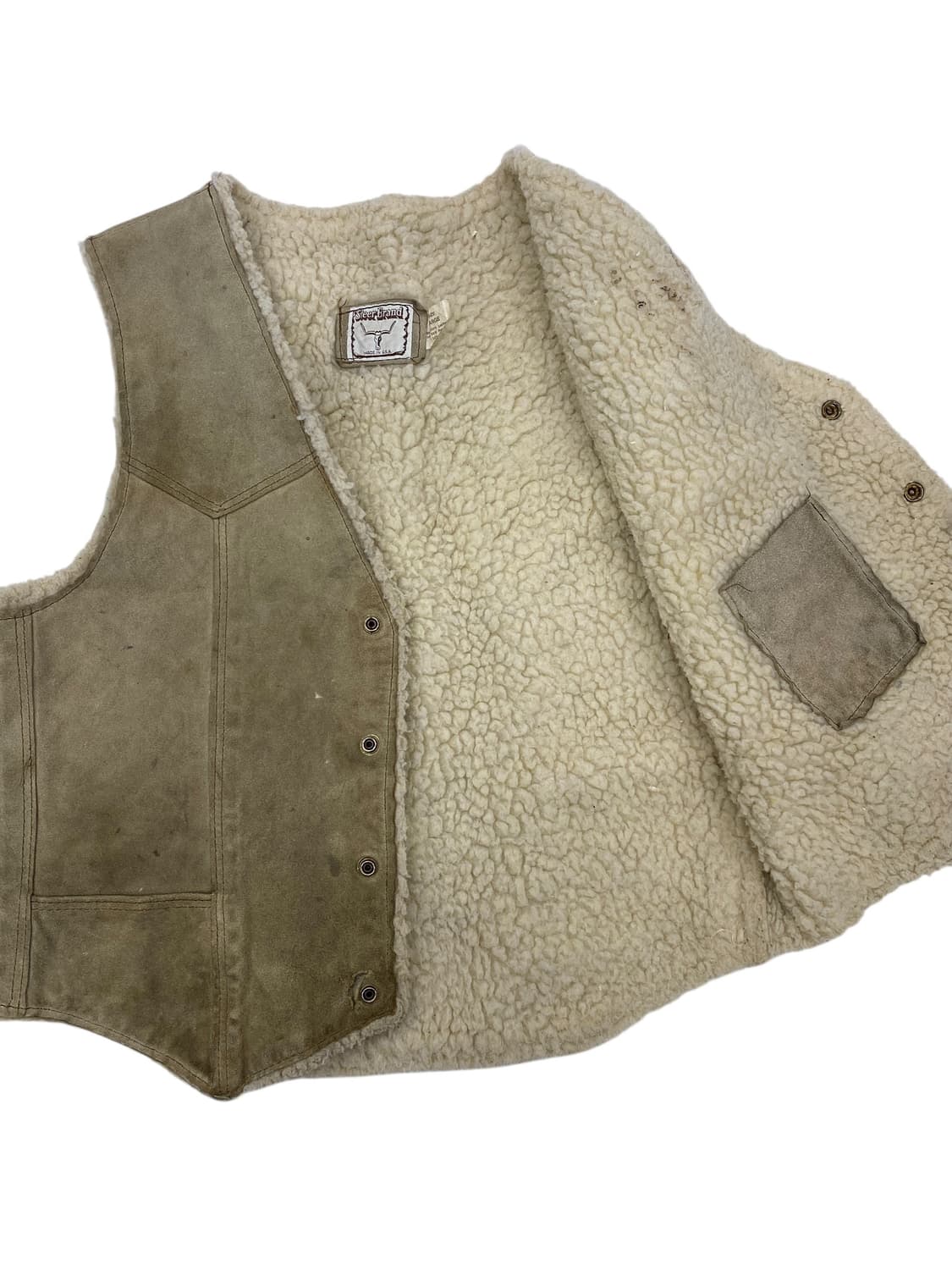 7-80's Steer 브랜드 스웨이드 쉐르파 안감 베스트 상품이미지5