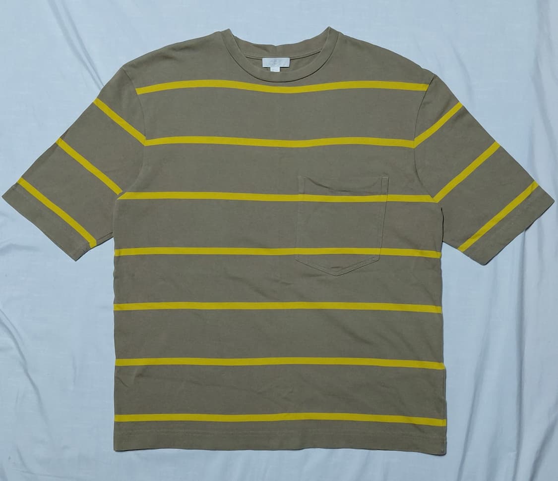 [L] COS 코스 스트라이프 포켓 티셔츠 (카키브라운/옐로우) 상품이미지1