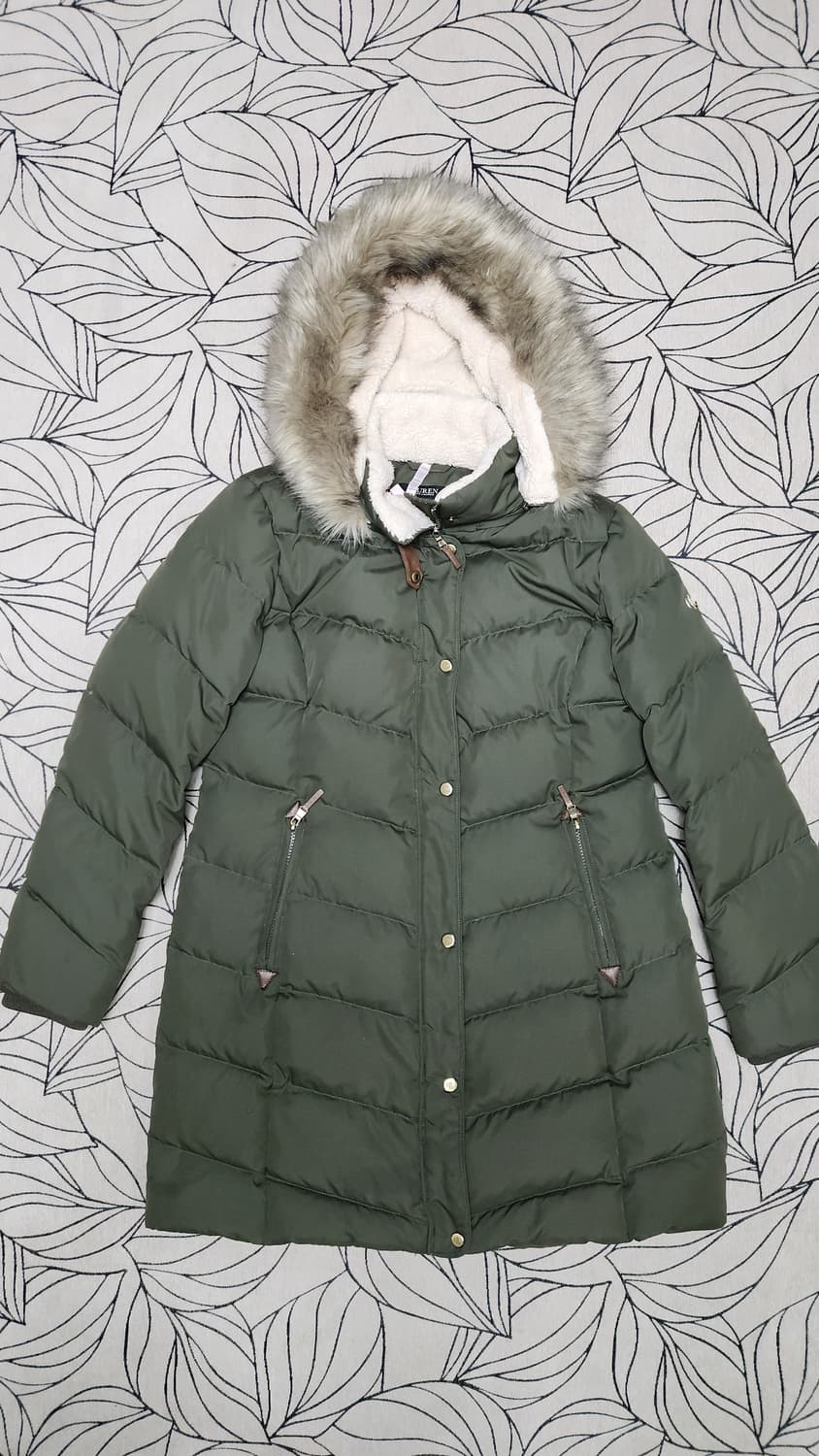 랄프로렌 여성 올리브 그린 패딩 코트 66~77 천연여우퍼 상품이미지1