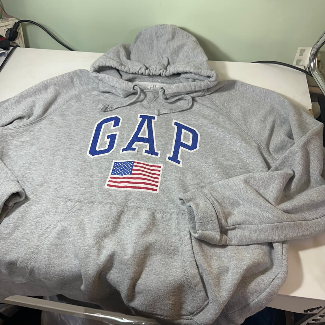 XL 갭 GAP 그레이 오버핏 성조기패치 스웻후드티 상품이미지2