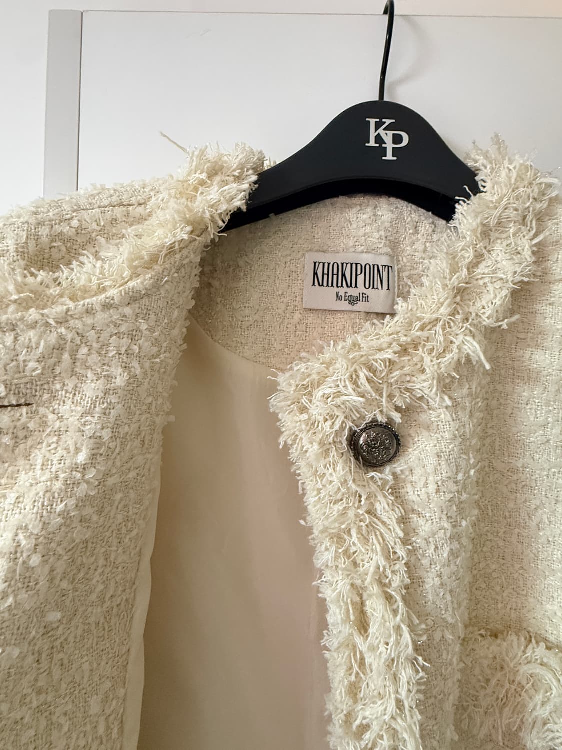 카키포인트 트위드 자켓 아이보리 상품이미지6