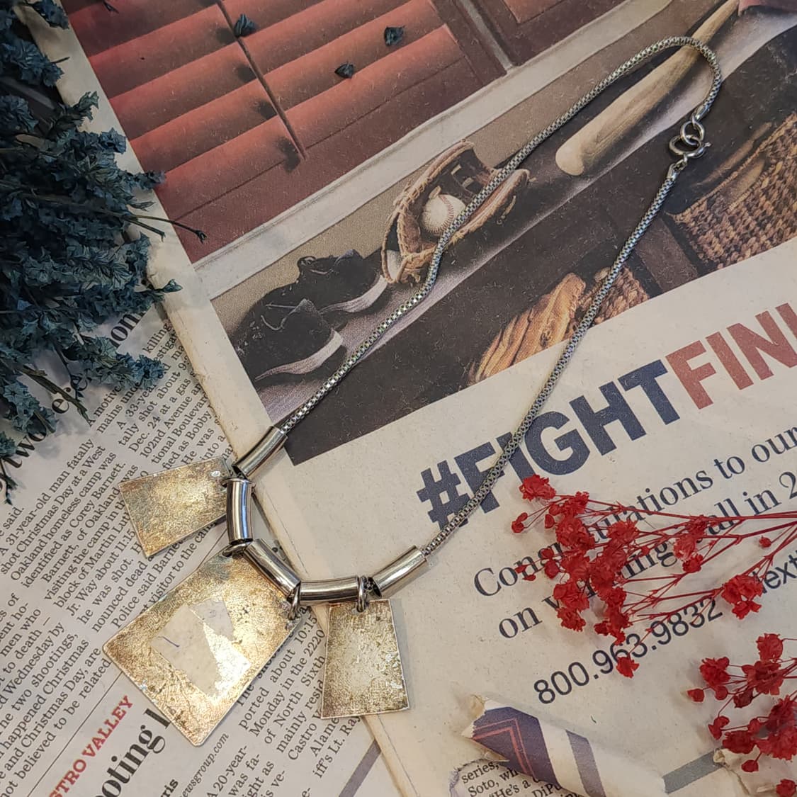 90s 프랑스 빈티지 목걸이 푸른 파도의 속삭임 팬턴트 목걸이 히피스타일 상품이미지5