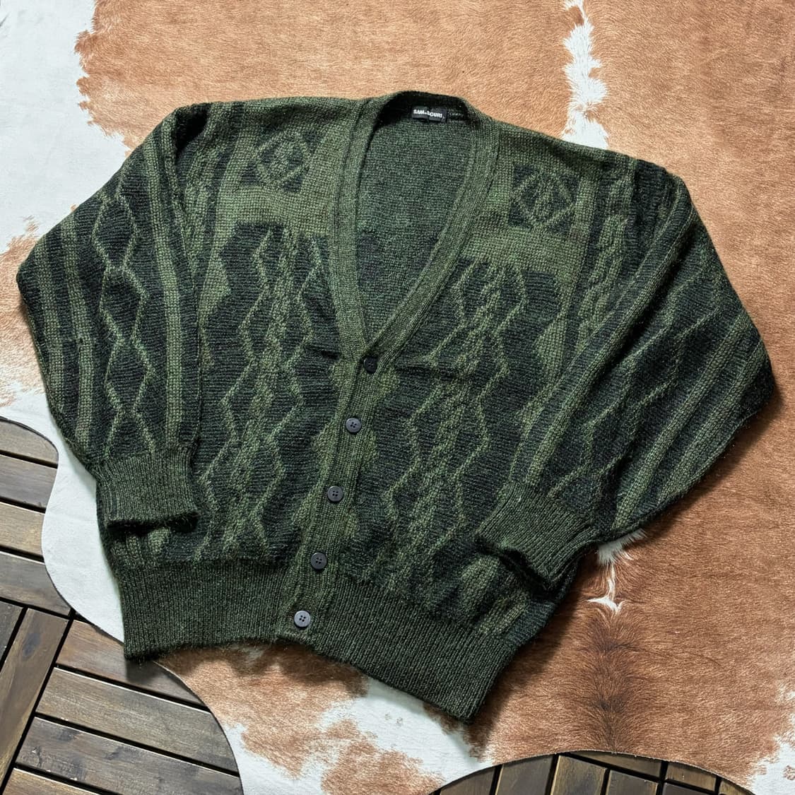 모헤어 울 가디건 카키 상품이미지3