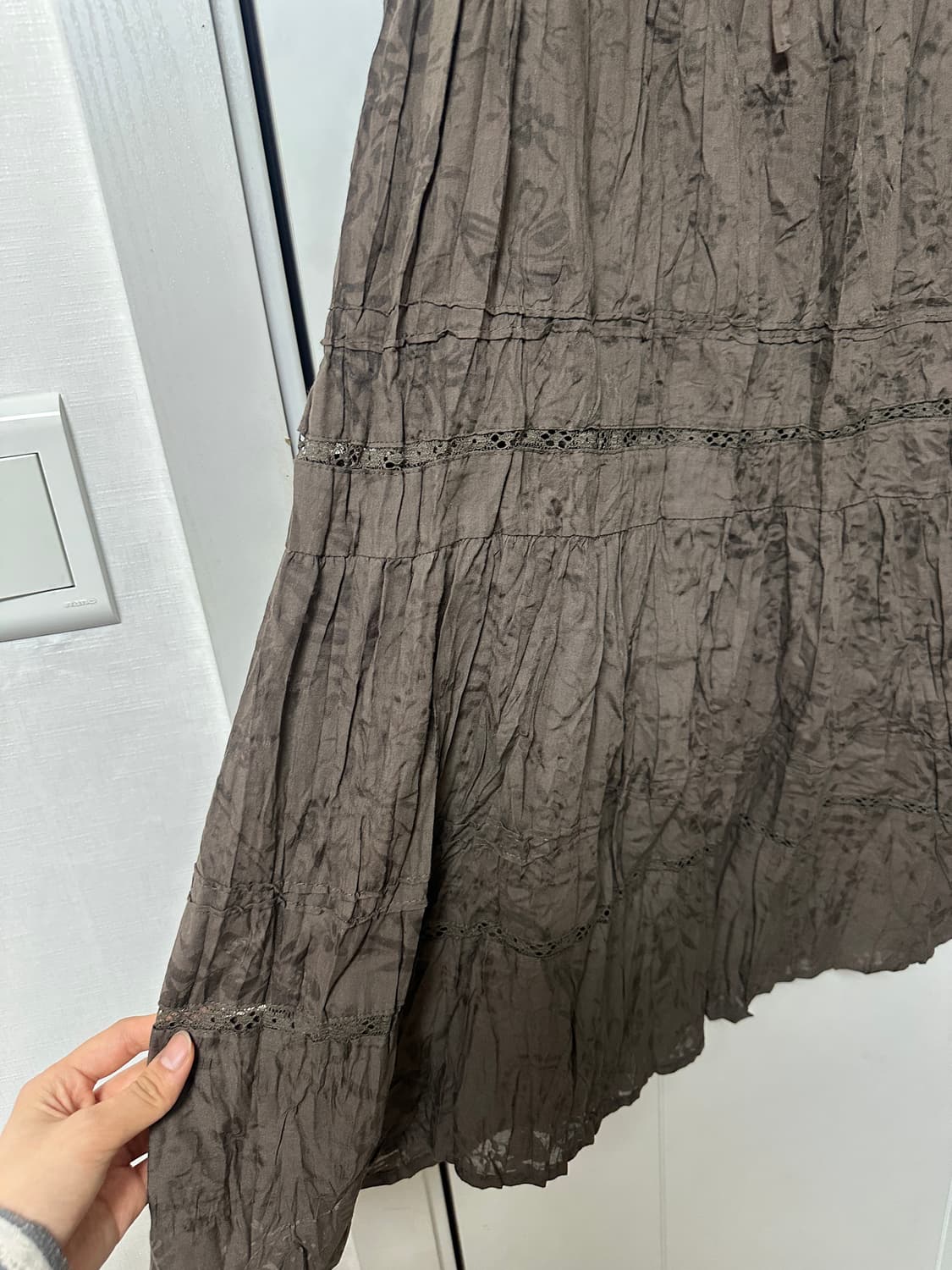 빈티지 플라워 패턴 브라운 스커트 상품이미지2