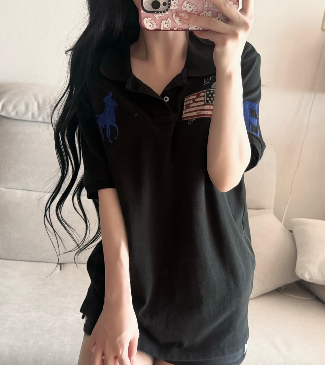 폴로 랄프로렌 빅포니 성조기 블랙 반팔 상품이미지1