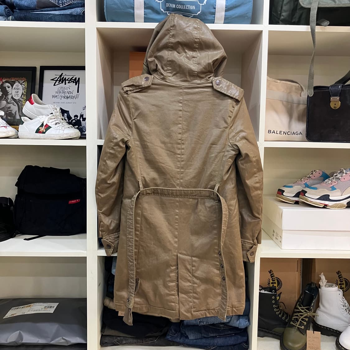 디젤 카키 퍼 후드 코팅 패딩 코트 상품이미지3