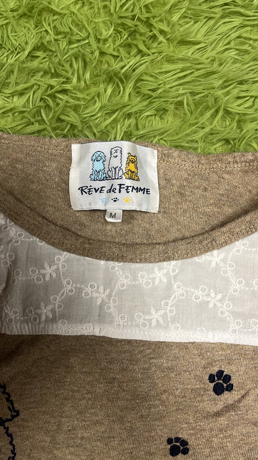 강아지 레이스 자수 주머니 디테일 긴팔 티셔츠 상품이미지2