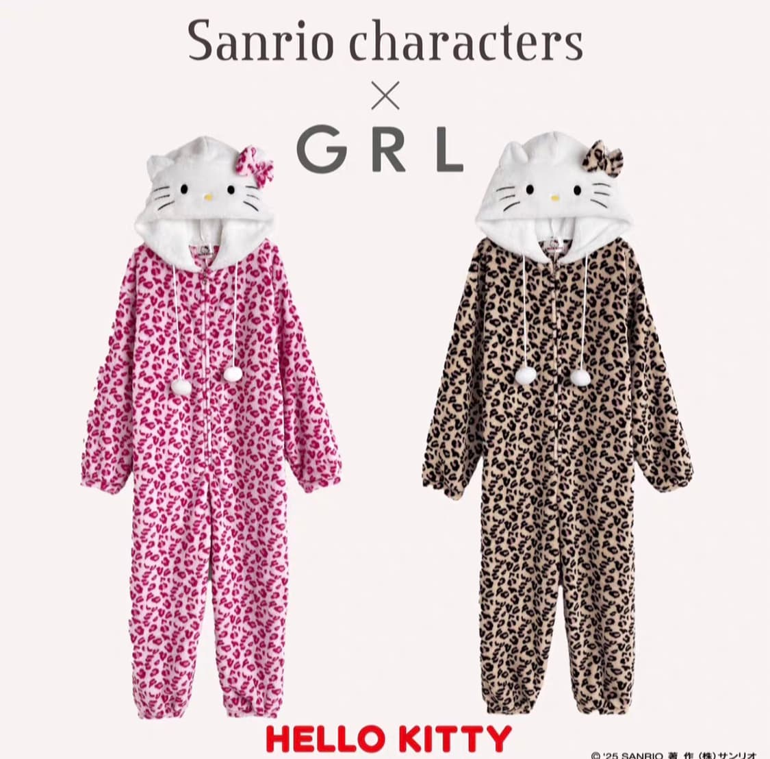 새상품) GRL 키티 콜라보 핑크 호피 헬로키티 파자마 갸루 오네갸루 상품이미지1