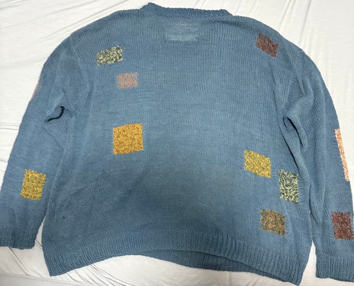 Story mfg 패치워크 오가닉 코튼 스웨터 (블루/L) 상품이미지2