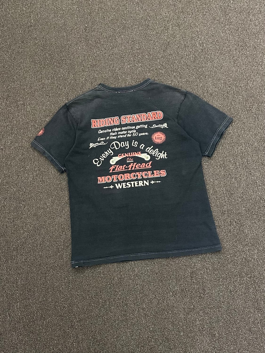 38)The Flat Head vintage 모터사이클 백프린팅 반팔 티 상품이미지7