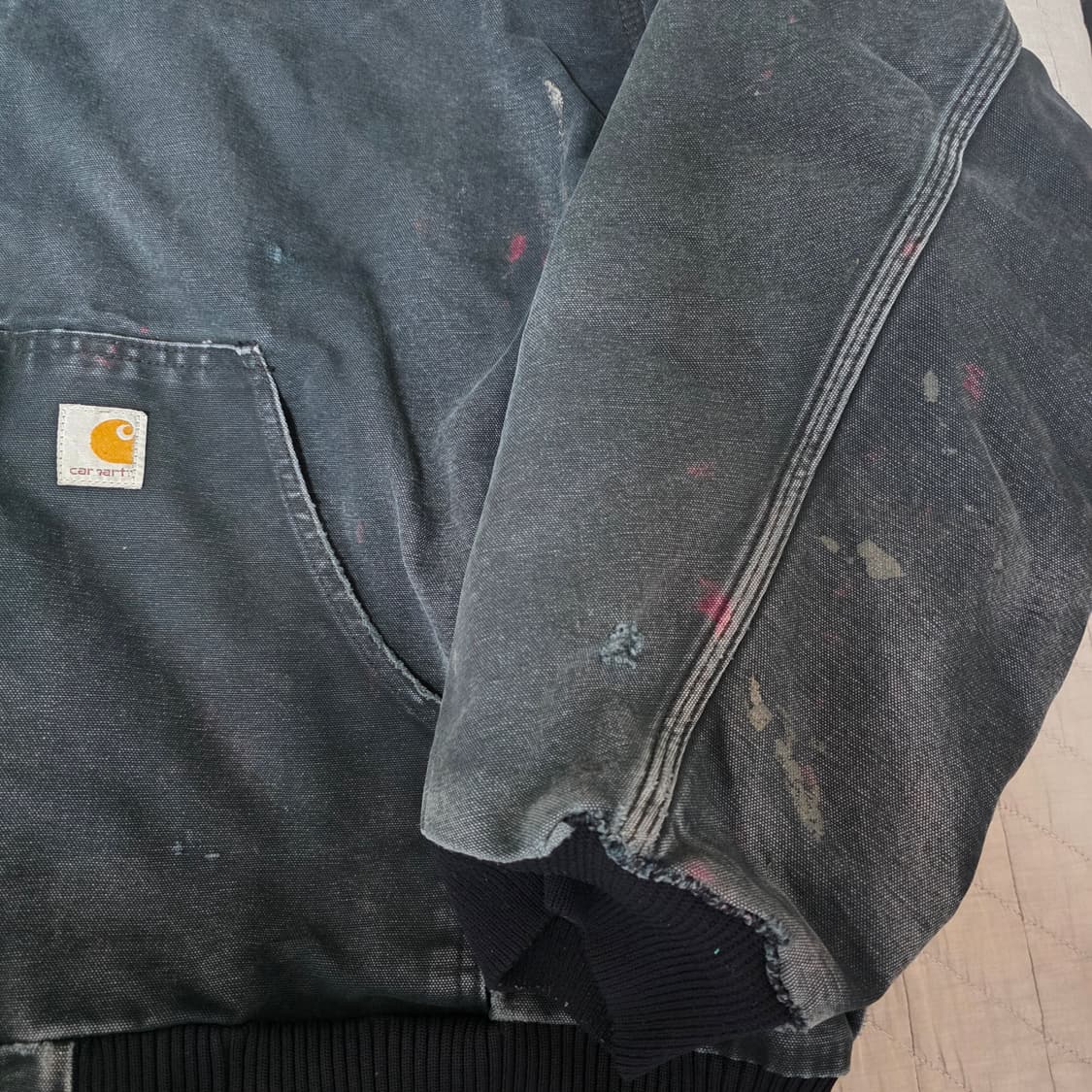 [OS] 빈티지 칼하트 J130 BKL 트래쉬드 워크 자켓 빅사이즈 상품이미지3