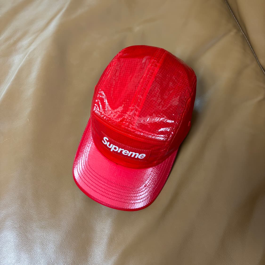슈프림 캠프캡 모자 박스로고 글로스 립스탑 레드 상품이미지5