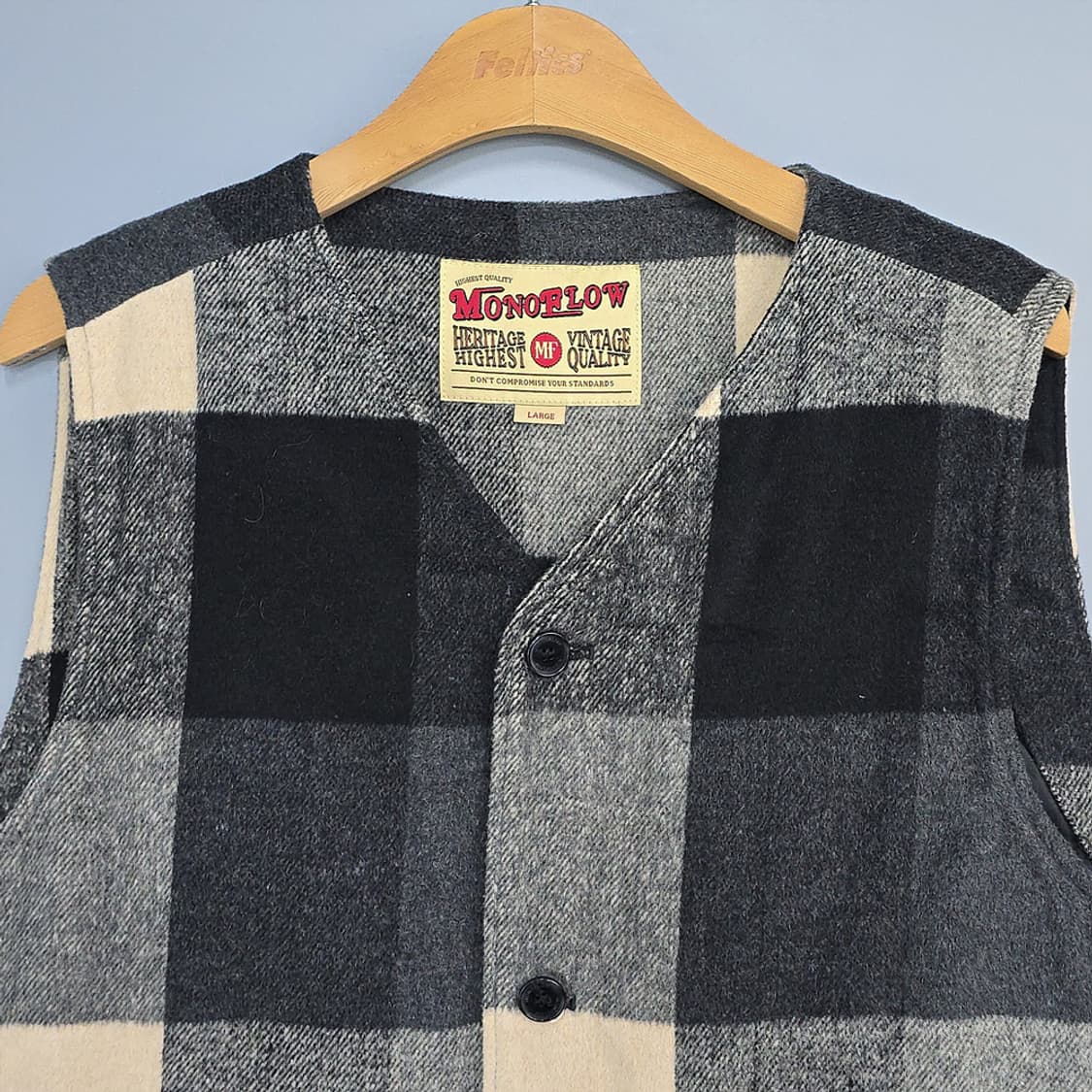 모노플로우(monoflow) 체크 울혼방 베스트 L 상품이미지2