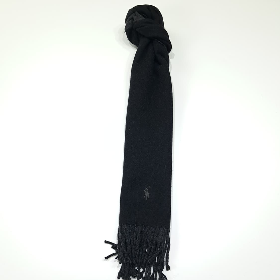 MX508 폴로 90s 이태리판 울 양면 블랙차콜 머플러목도리 상품이미지5