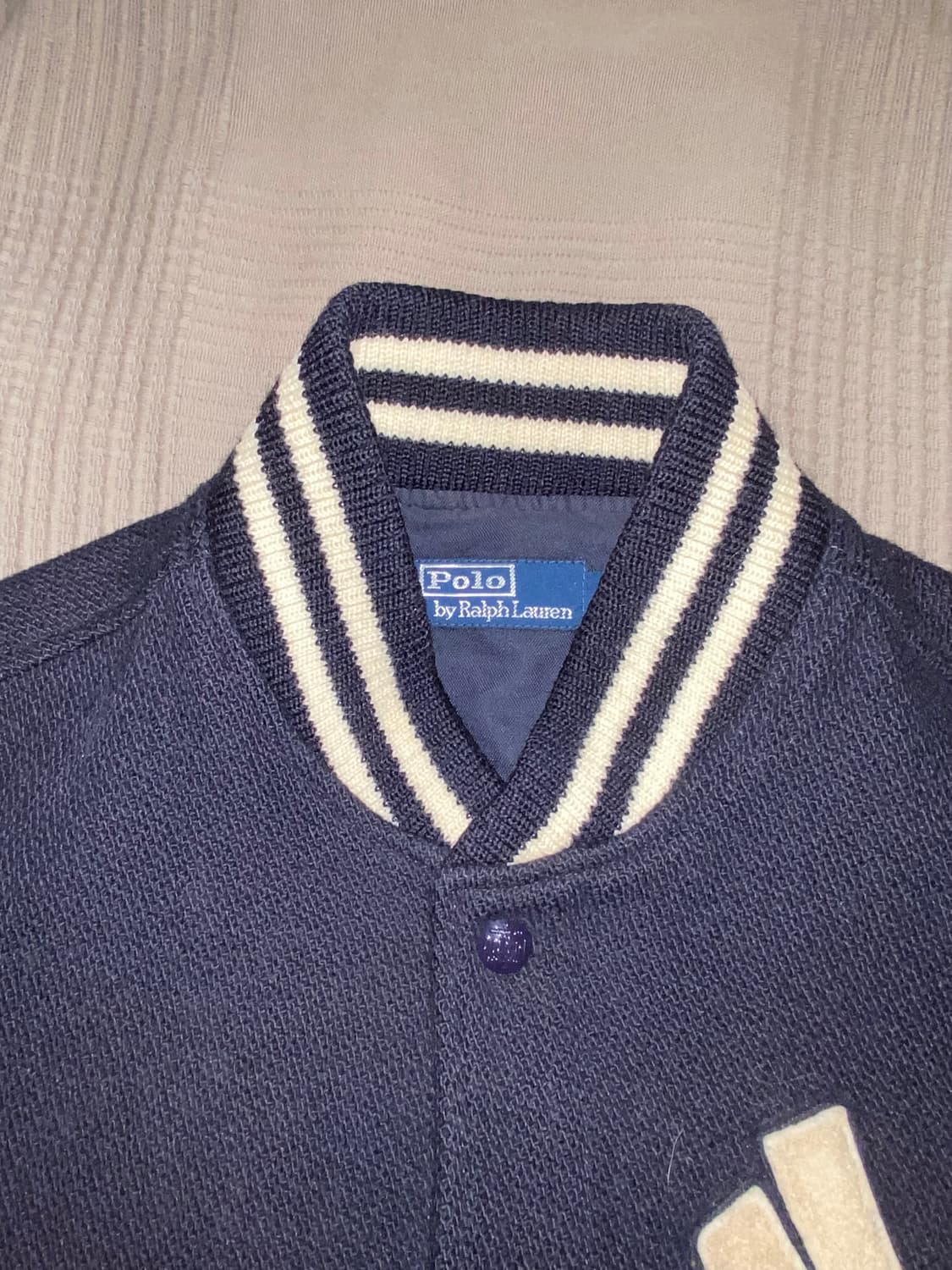 (초판)21FW 폴로 랄프로렌 X 뉴욕 양키스 울 바시티자켓 L 사이즈 상품이미지5