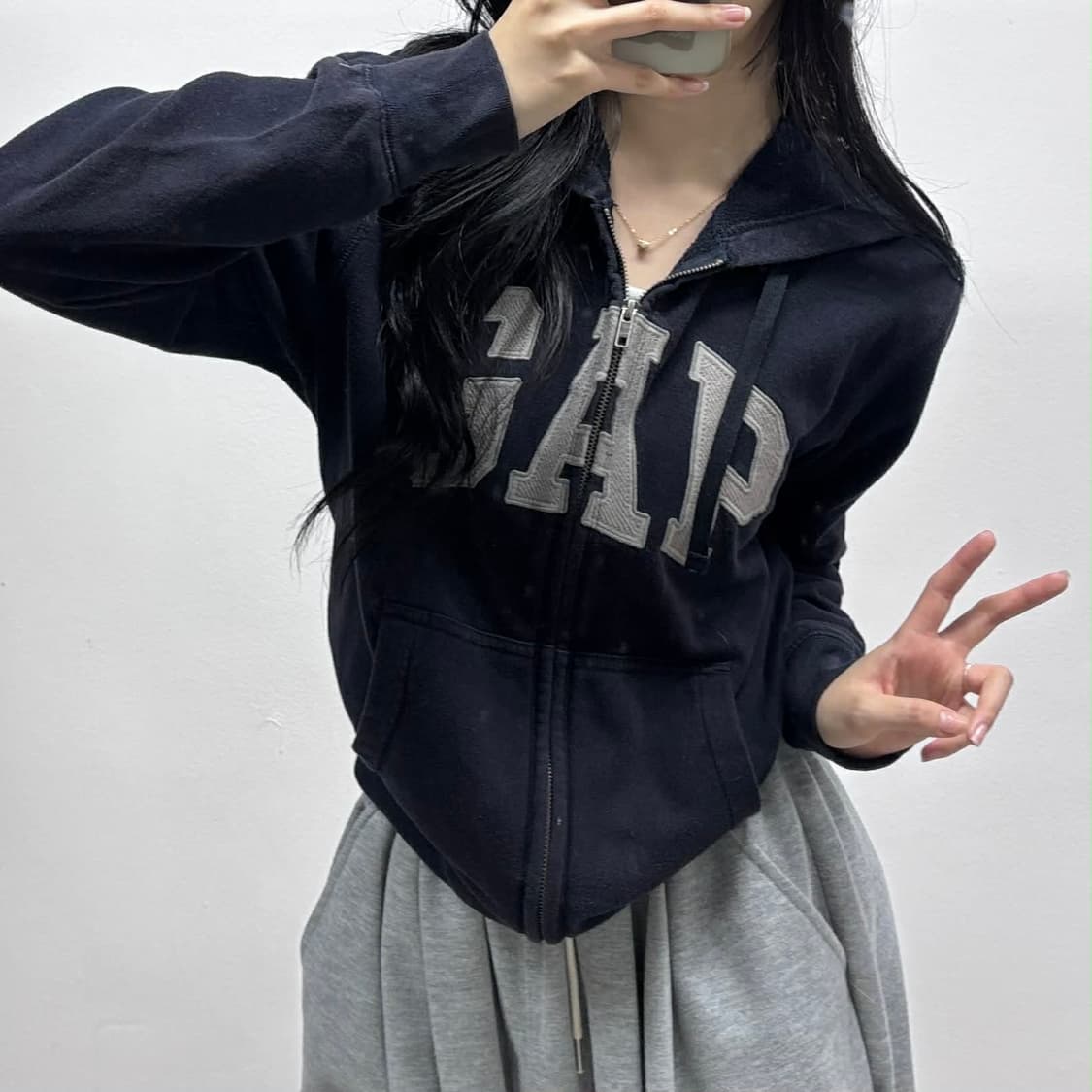 Gap 갭 폭닥 블랙 스웻 후드집업 희귀져지(S) 상품이미지1