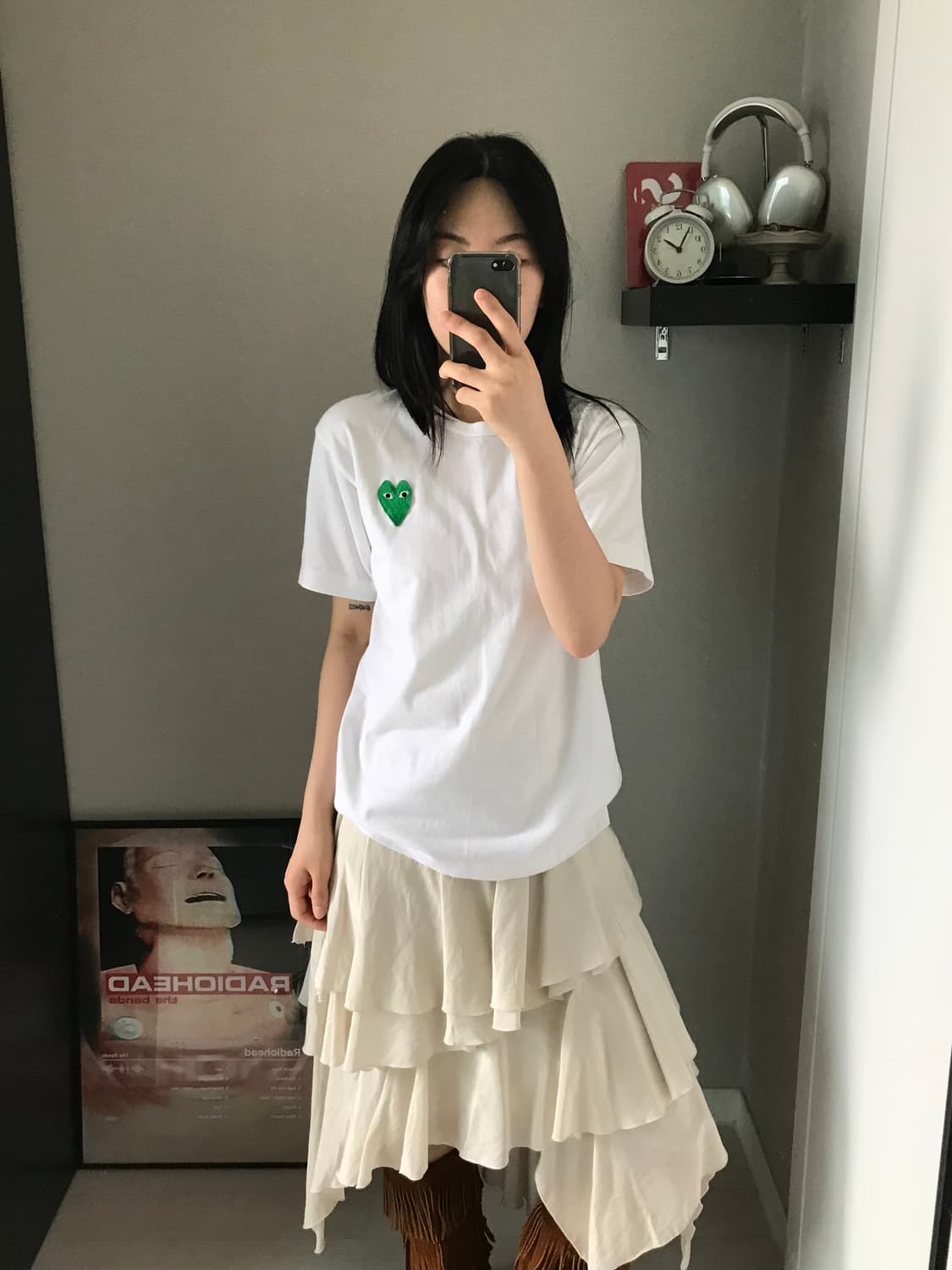 꼼데가르송 그린 와펜 화이트 반팔티 상품이미지4