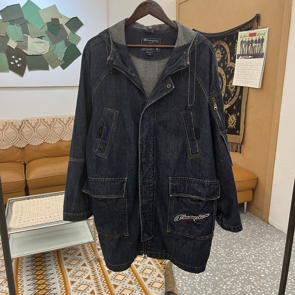 챔피온 올드스쿨 레트로 키치 오버핏 데님 야상 자켓 100 C10950 상품이미지3