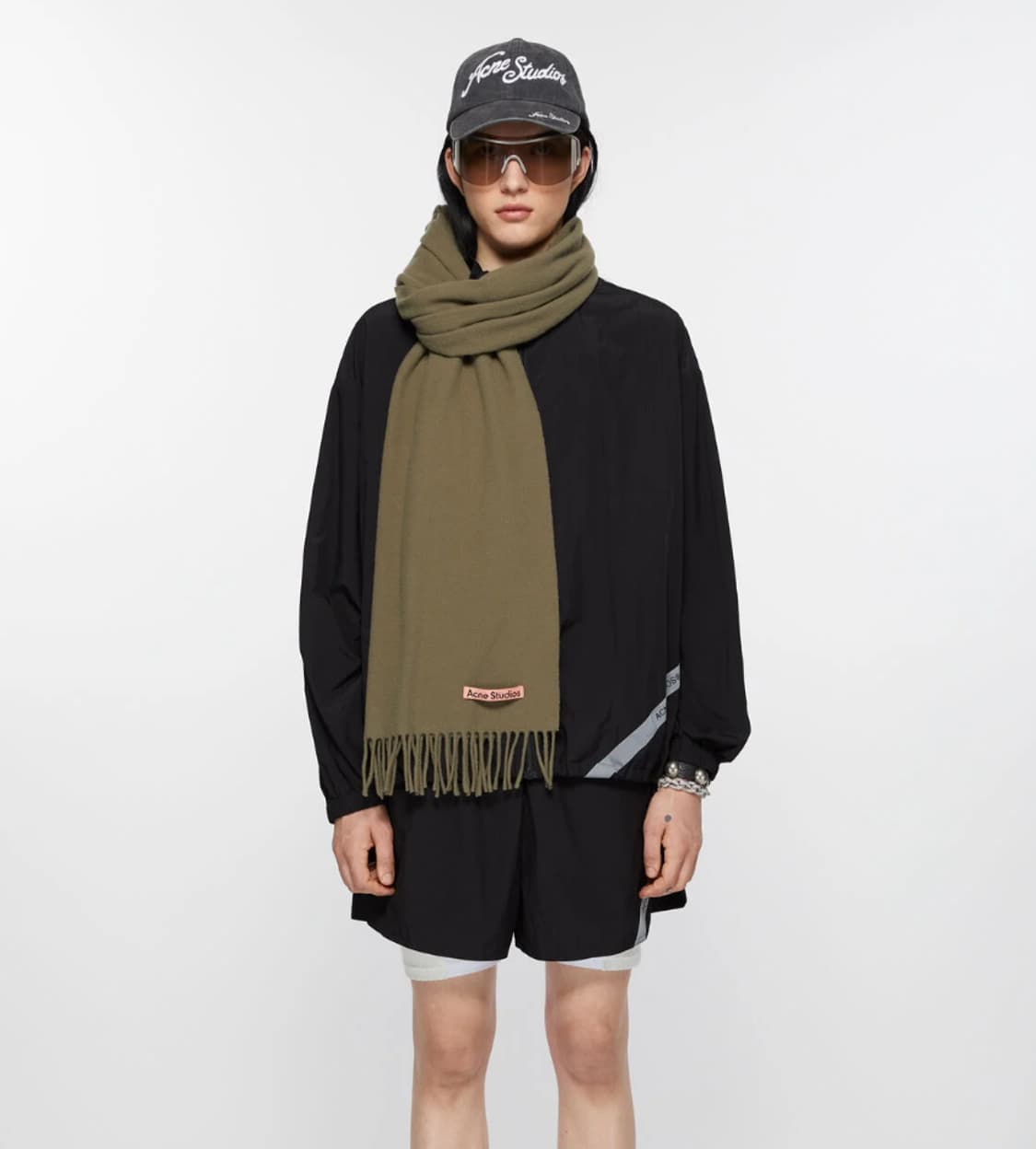 미개봉 새제품) 아크네 스튜디오 내로우 울 프린지 스카프 카키 그린 상품이미지8