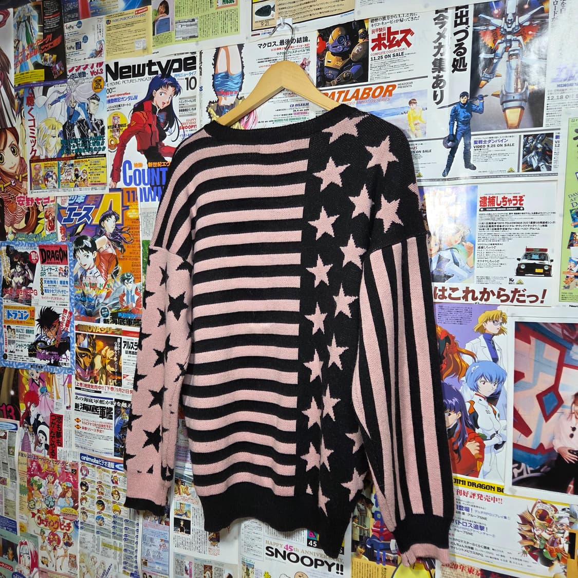 블랙 핑크 성조기 패턴 니트 상품이미지5