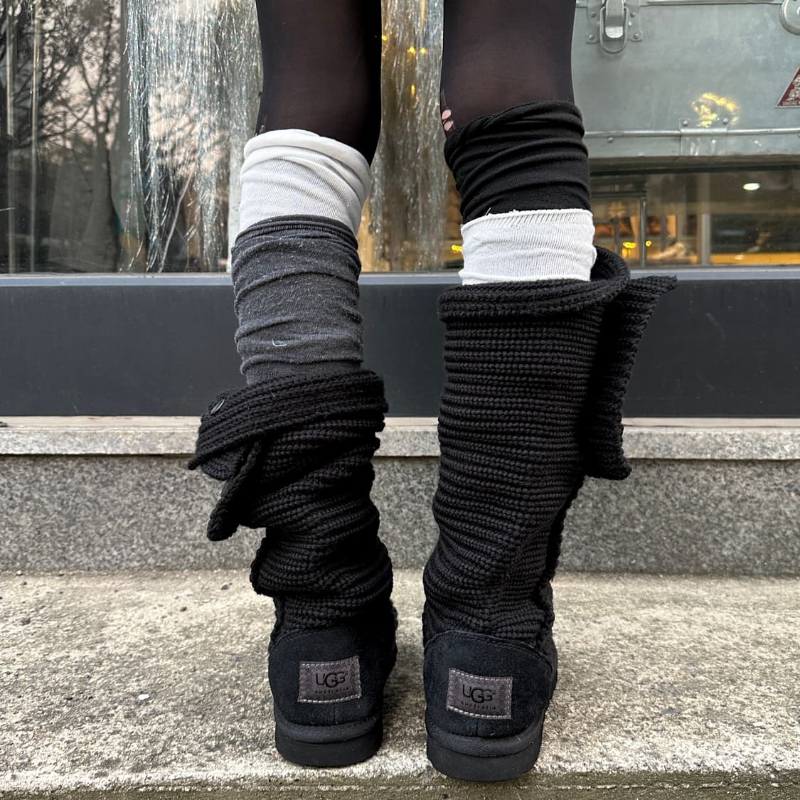 00s 블랙 니트 카디 어그 부츠 상품이미지6