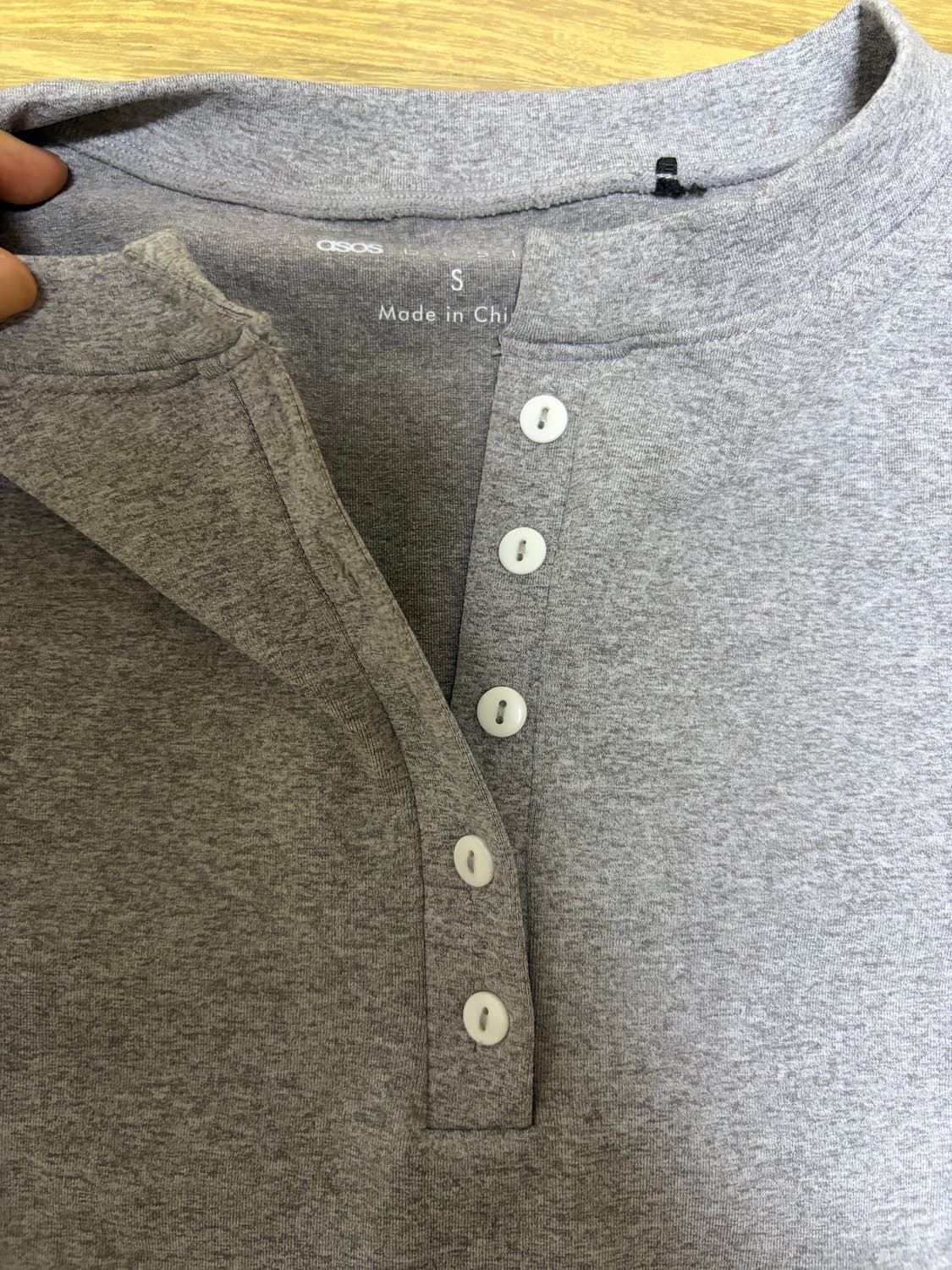 ASOS 헨리넥 티셔츠 그레이 상품이미지2