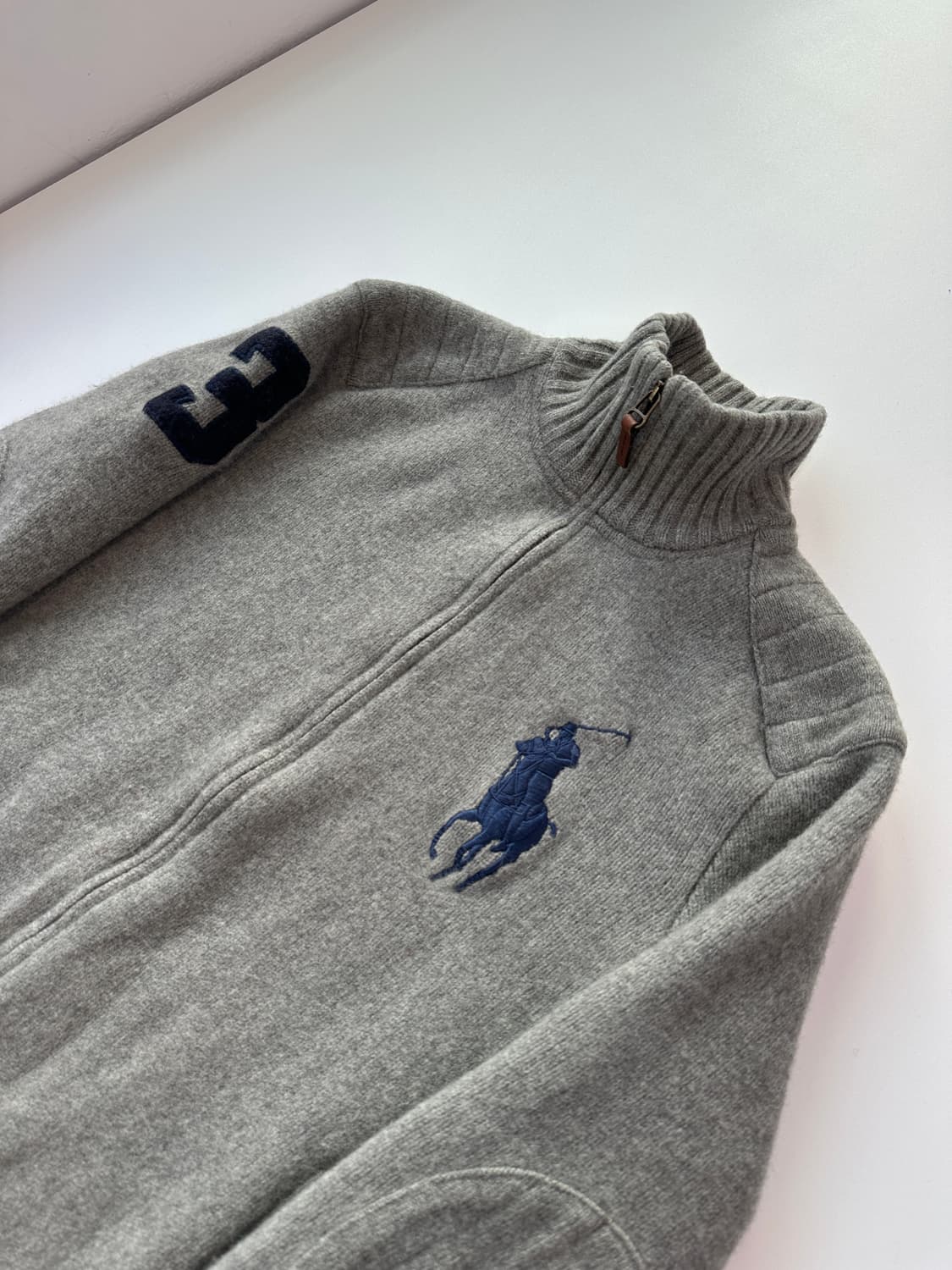 폴로 랄프로렌 램스울 투웨이 엘보 패치 풀집업 M 상품이미지1