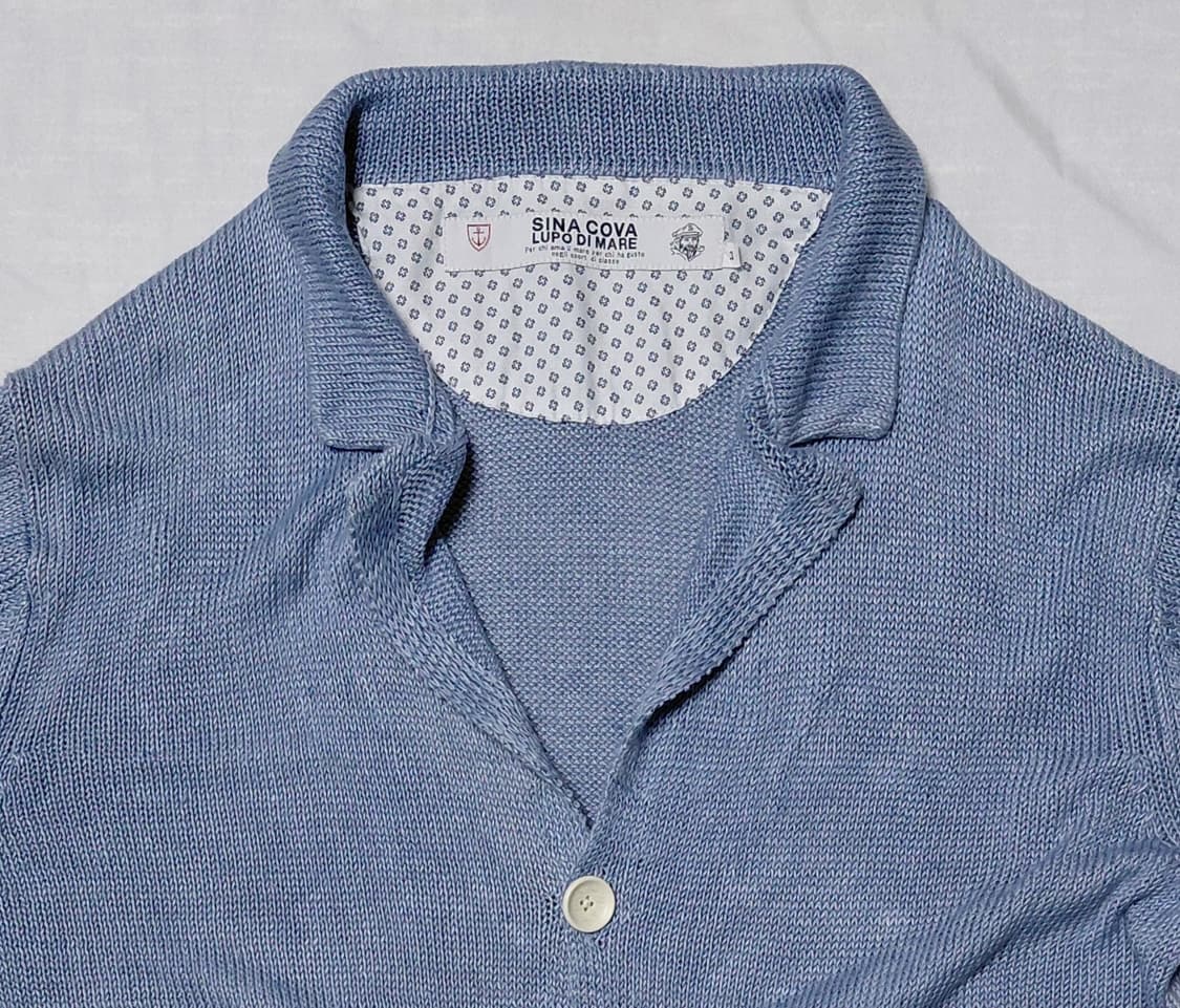 [L] 시나코바(SINA COVA) 린넨 100% 마린 카디건 - 블루 상품이미지2