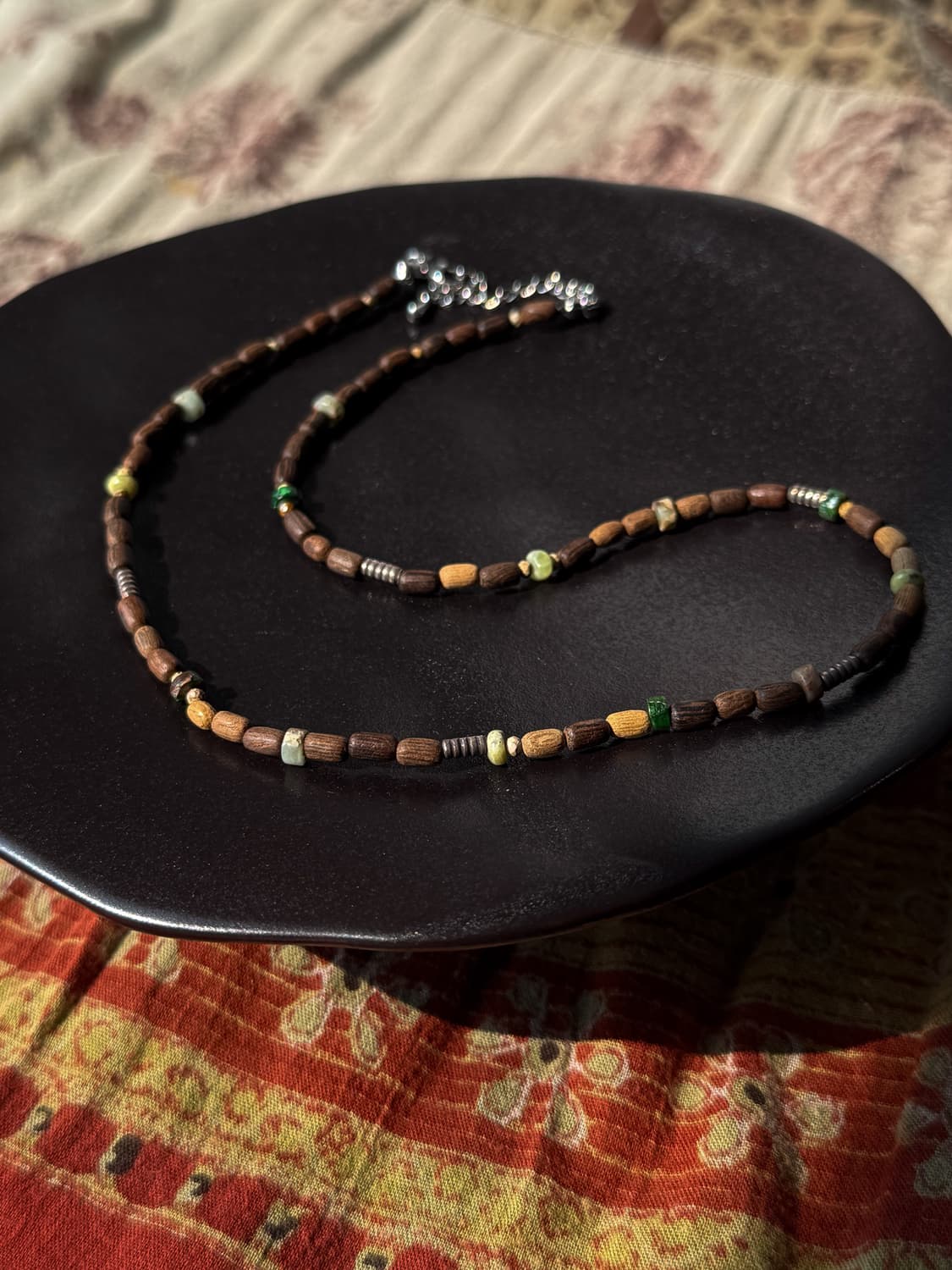 Green Wood Beaded Necklace 0273 상품이미지4