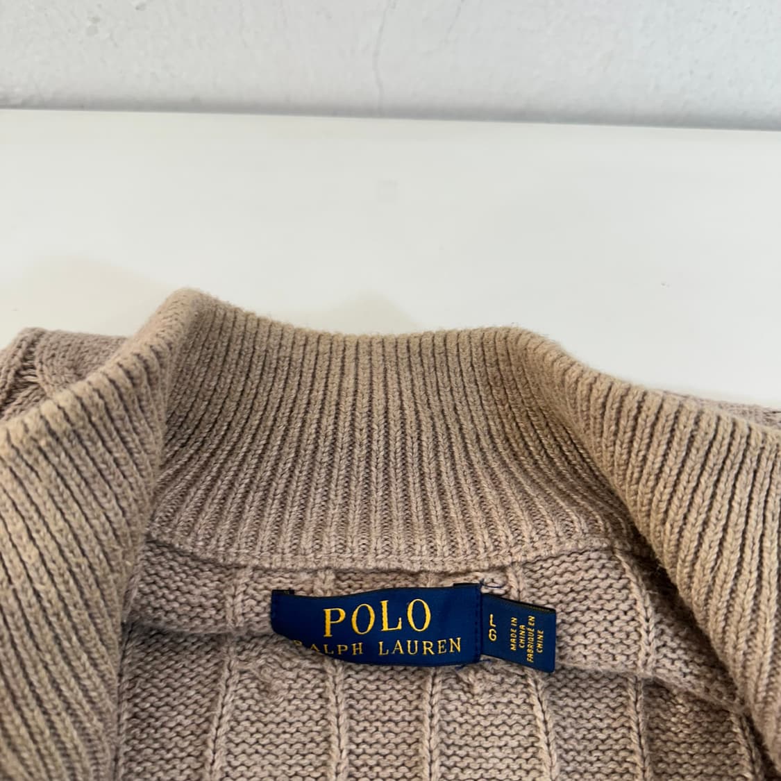 L 폴로 랄프로렌 베이지 꽈배기 반집업니트 상품이미지5