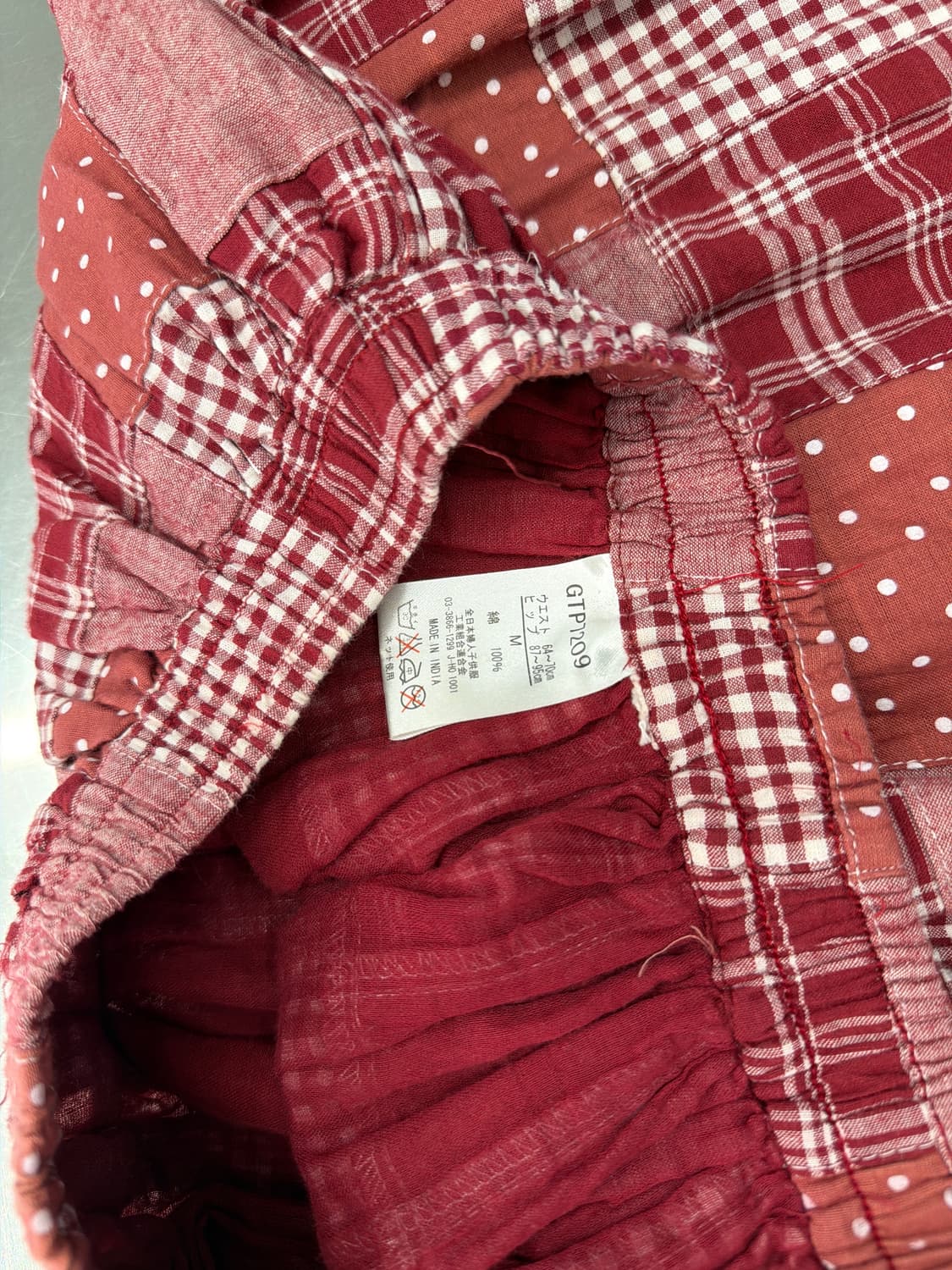 일본빈티지 모리 히피 도트체크 롱스커트 상품이미지10