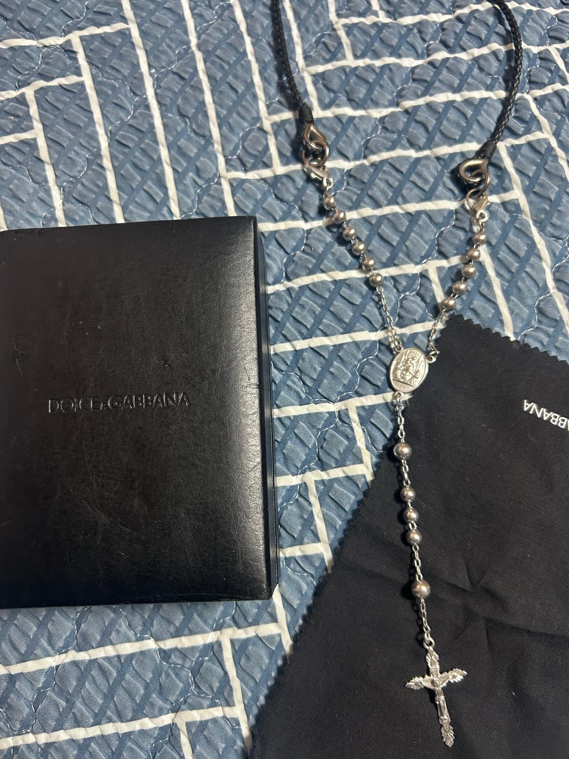 돌체앤가바나 로자리오 실버 가죽 목걸이 상품이미지3